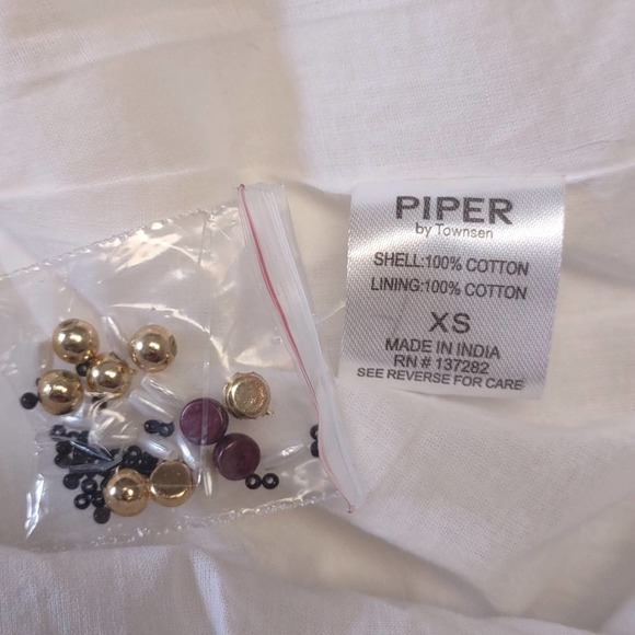 Piper By Townsen Beaded Ruffle Tunic Dress XS White - Picture 7 of 9